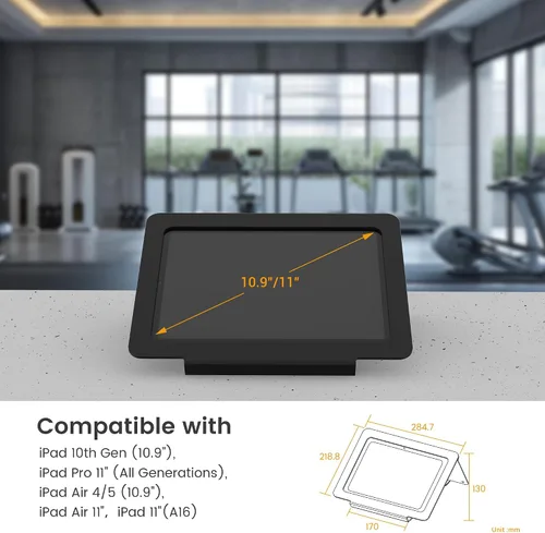 Vista 4 de Soporte de escritorio para tableta, todo de metal ergonómico 30 con bloqueo de cable de seguridad para oficina, mostrador de puntos de venta