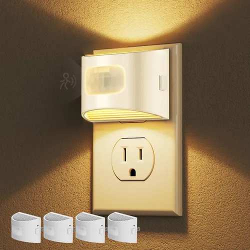 Vista 11 de DORESshop - Luz nocturna con sensor de movimiento, luces nocturnas enchufables a la pared, 3000K Negro
