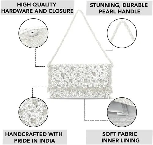 Vista 3 de Aheli Potli Bag for Women Handmade Evening Wristlet Handbags Stylish Bridal Purse Fashion