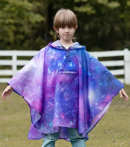 Vista 3 de Chaqueta ligera de poncho de lluvia para niños, impermeable, abrigo impermeable