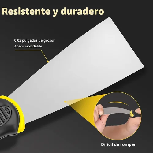 Vista 2 de Juego de 4 cuchillos de masilla (2, 3, 4, 5 pulgadas), raspador de pintura de acero inoxidable, herramienta de cuchillo para reparar paneles