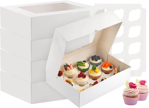 Vista 10 de Svalor Cajas para cupcakes, 12 unidades, paquete de 2 recipientes desechables para cupcakes, portador de cupcakes de grado alimenticio con ventana e