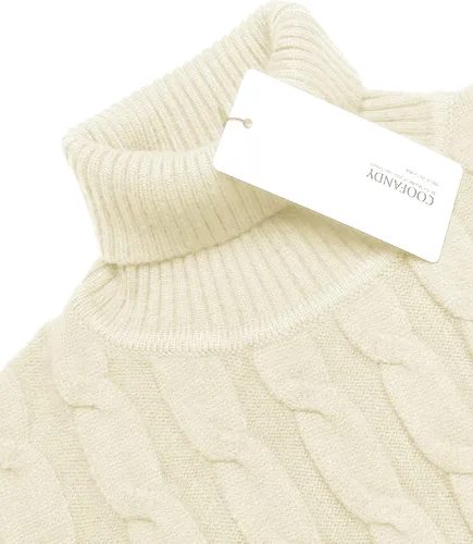 Vista 4 de Suéter COOFANDY ajustado de tejido trenzado para hombre de cuello alto sin botones