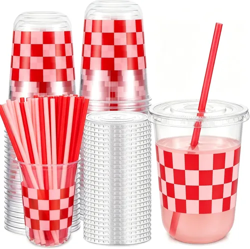 Vista 10 de LemonRoad - Juego de 50 tazas de lazo rosa de 16 onzas para decoración