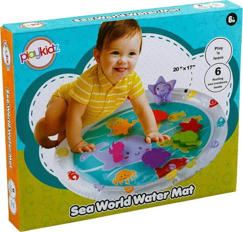 Vista 3 de Playkidz Seaworld - Tapete de agua para actividades de tiempo boca abajo. Promueve la estimulación sensorial y el desarrollo del bebé, tapete
