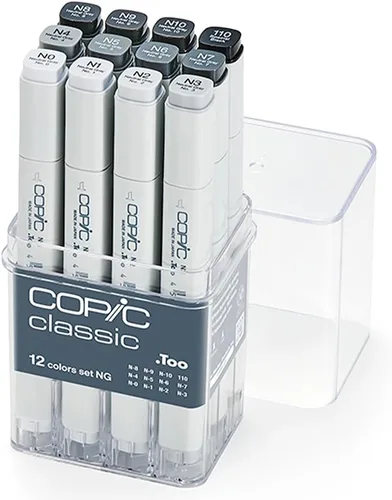 Vista 7 de Copic Juego clásico de 12 colores Básico: una combinación de colores primarios y secundarios en negrita