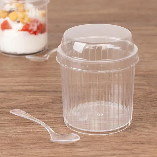 Vista 15 de Efavormart 24 Pack Tazas de café, té y espresso de plástico transparente mini de 2oz con cucharas, juego de tazas desechables para postres y Type7
