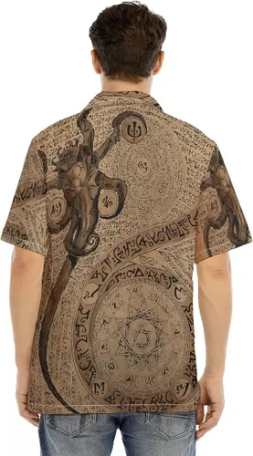 Vista 3 de FoxWears Cthulhu - Camisa hawaiana, camisas hawaianas grandes y altas para hombres, camisa con botones con estampado de animales, regalos