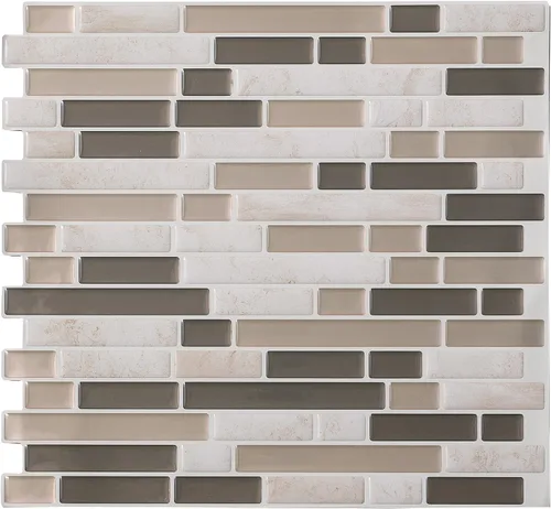Vista 7 de Tack Tile Protector contra salpicaduras de vinilo para despegar y pegar (mosaico pequeño blanco)