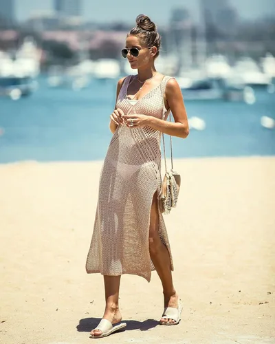 Vista 5 de NFASHIONSO Vestido largo de playa para mujer con cuello en V y cuello en V