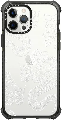 Vista 20 de CASETiFY Funda Ultra Impact para iPhone 12 Pro Max - Adhesivo Aries Moross, color negro transparente