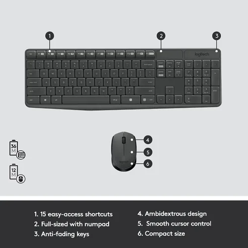 Vista 6 de Logitech Teclado y mouse inalámbrico MK235