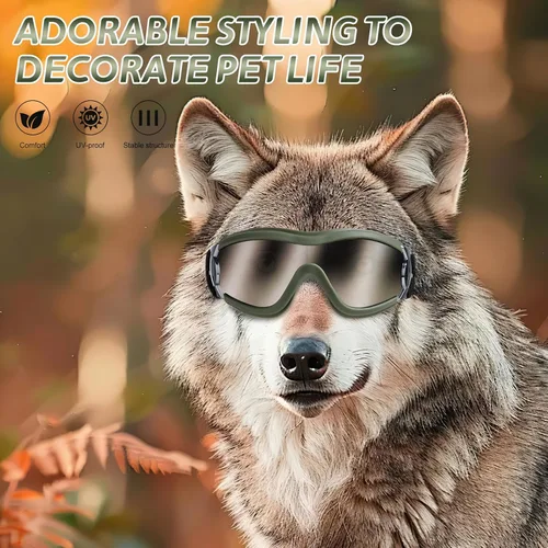 Vista 4 de Gafas de sol para perros, protección contra rayos UV, viento, polvo, niebla, gafas para mascotas, protección contra los ojos con correa ajustable