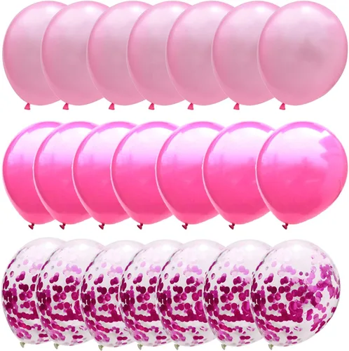Vista 6 de Globos de confeti de oro rosa y rosa - 50 unidades, 12 pulgadas, para decoraciones de fiesta de cumpleaños