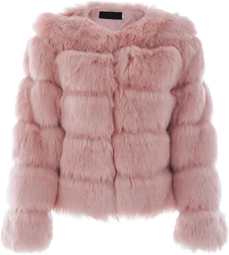 Vista 5 de Simplee - Chaqueta de lujo de piel sintética, abrigo corto para mujer