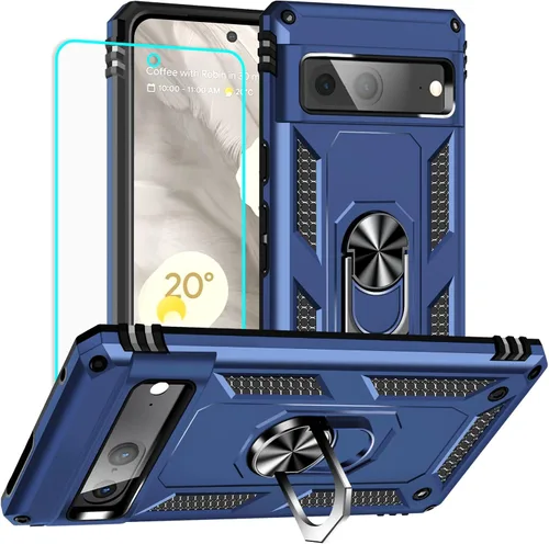 Vista 20 de Yiakeng Funda para Google Pixel 7: con protector de pantalla, fundas protectoras de grado militar con soporte de anillo de dedo para Pixel 7