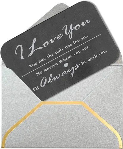 Vista 2 de Love You Always - Billetera de metal grabada con láser, tarjeta de notas, hecha a mano, única nota de amor