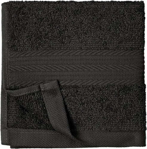 Vista 2 de Amazon Basics Toallas de algodón para la cara, suaves, absorbentes, paquete de 12, color negro, 12 x 12 pulgadas