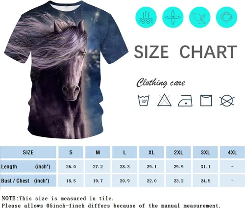 Vista 4 de LAOLIUSN Camiseta de manga corta para hombre, diseño de caballos, camiseta con temática de animales, camiseta gráfica de anime