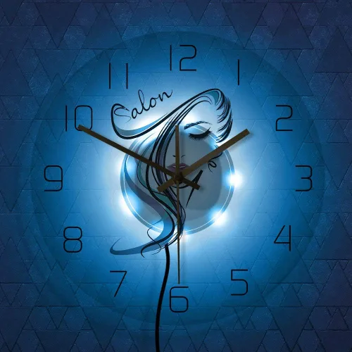 Vista 8 de The Geeky Days Beauty Time Peluquería Peluquería Diseño de peluquería Acrílico transparente Iluminación LED Reloj de pared Barbería Peluquería