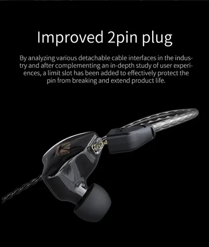 Vista 4 de H HIFIHEAR KBEAR KS1 - Auriculares intraurales con micrófono con graves profundos 1DD HiFi estéreo de aislamiento de ruido IEM con cable extraíble