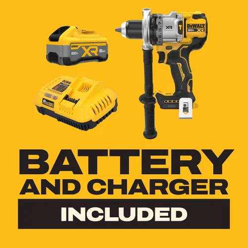 Vista 10 de DEWALT Kit de taladro de martillo inalámbrico de 1/2 pulgada MAX XR de 20 V con batería de 8 Ah y cargador (DCD1007WW1)