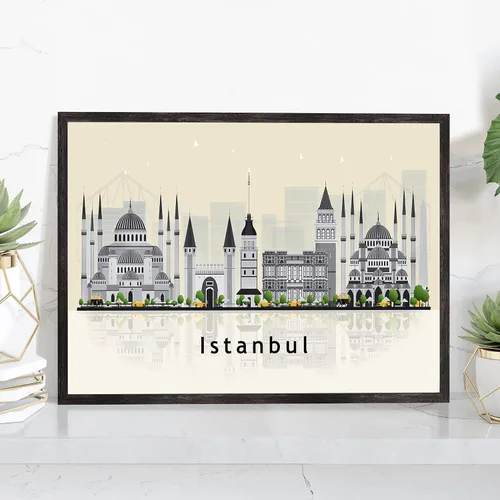 Vista 33 de Pera Print ADANA - Póster de Adana Turquía, ilustración de horizonte urbano de ciudad, póster moderno de pavo, impresión de paisaje urbano y punto