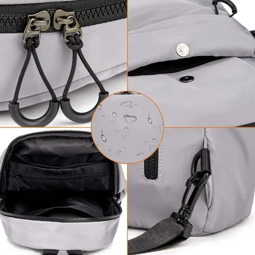 Vista 6 de CANTLOR Bolso bandolera pequeño para hombre, mochila cruzada de viaje, paquete de pecho ligero para exteriores, bolsa de hombro con una correa