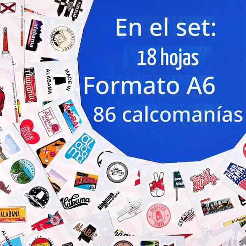 Vista 2 de Calcomanías de Alabama para laptop, suministros y decoraciones de fiesta de Alabama, regalos para mujeres y hombres Pegatinas de Alabama