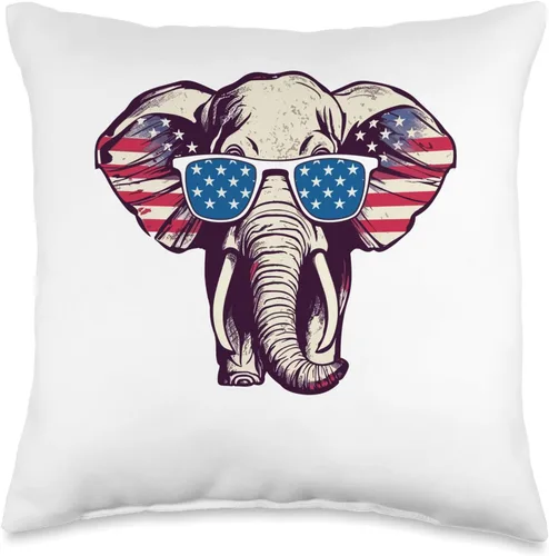 Vista 5 de Cool Elephant Republican Modern Tees Republican Cool Gifts - Almohada de elefante, 18 x 18 pulgadas, multicolor