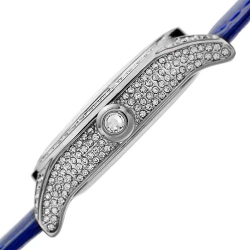 Vista 3 de AS8188 - Reloj de pulsera de cuero con 8 marcadores de hora de diamantes con esfera de nácar