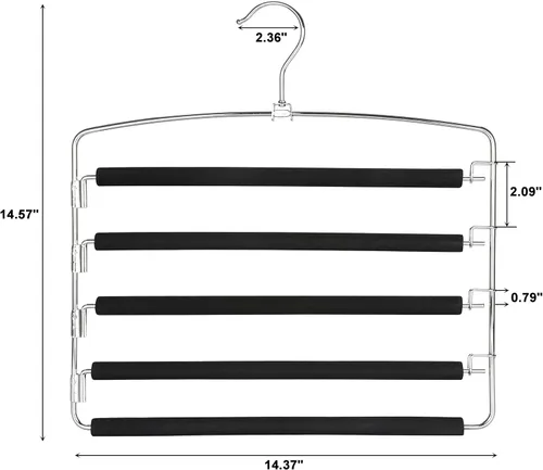 Vista 5 de TOPIA HANGER Perchas para pantalones que ahorran espacio, paquete de 2 organizadores de pantalones con brazo oscilante para armario, organizador