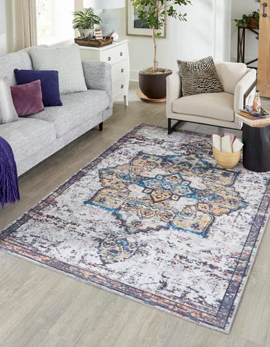 Vista 8 de Unique Loom Renaissance Collection - Alfombra rectangular de 2 x 3 pies 1 pulgada, color azul y verde
