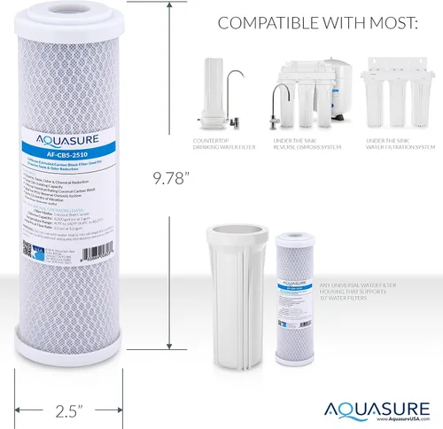 Vista 7 de Aquasure Pioneer Series - Filtro de repuesto de 5 micrones para ósmosis inversa y filtro de agua debajo del fregadero, 10 x 2.5 pulgadas