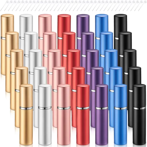 Vista 9 de Tessco for you 21 piezas de botellas de perfume con atomizador de 5 ml, mini atomizador pulverizador para perfume, recargable a granel con bomba