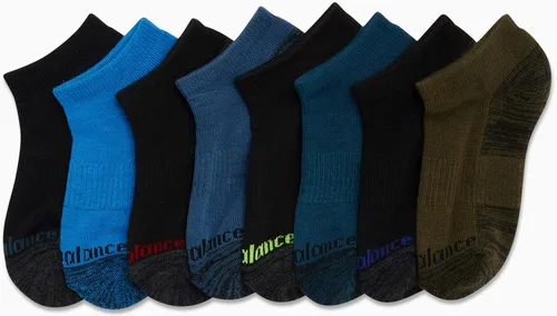 Vista 4 de New Balance Calcetines de corte bajo sin sudor para niños con soporte de arco paquete de 8