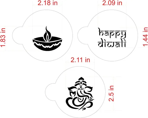 Vista 3 de Happy Diwali - Juego de plantillas para galletas Designer Stencils