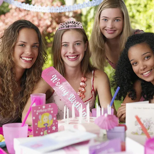 Vista 5 de Es mi corona de cumpleaños, Aleación, diamantes de imitación, tela