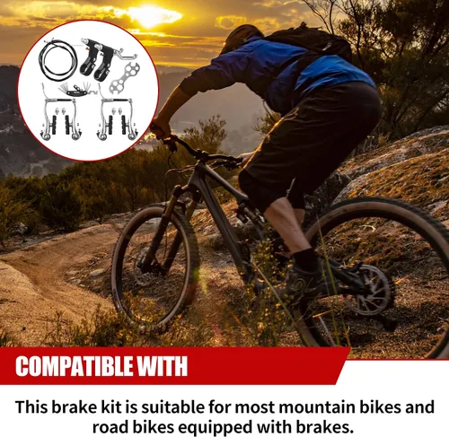Vista 6 de Juego completo de frenos de bicicleta, cables de pinzas internas y externas, kit de palancas, frenos universales para bicicleta de montaña delantera