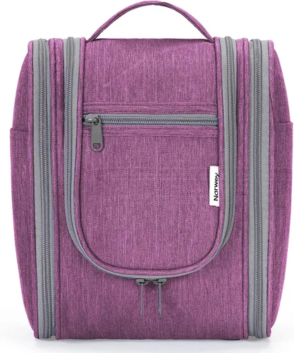 Vista 9 de Narwey - Neceser de viaje colgante, organizador de maquillaje y productos cosméticos para mujeres y hombres, Aa-morado., L