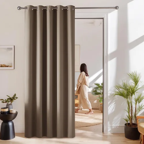 Vista 20 de RYB HOME Cortinas portátiles para puerta con privacidad, cortinas opacas y aislantes térmicas para dormitorio, armario, sala de estar, comedor, Beige