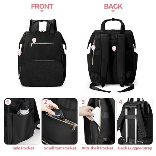 Vista 5 de Fasrom Mochila portátil para extractor de leche con enfriador y bolsa, compatible con bombas manos libres Momcozy Medela y Elvie, color negro