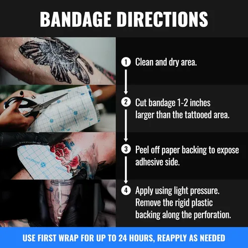 Vista 3 de Saniderm Vendaje Original para Cuidado Posterior de Tatuajes (Rollo Pequeño, 4 pulgadas x 8 yardas)