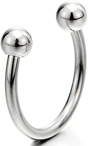Vista 2 de 2 aretes de acero inoxidable con bisagras para hombres y mujeres, con cierre de rosca