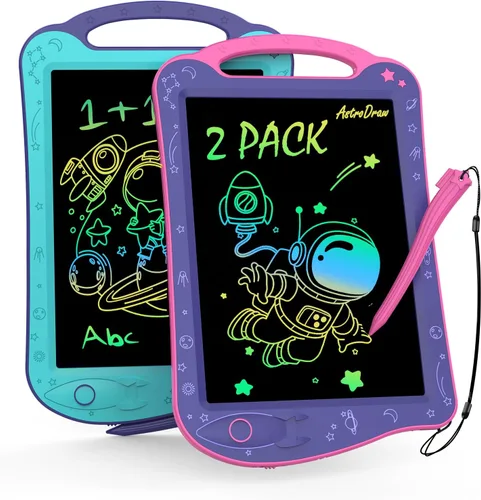 Vista 9 de [Certificado por ClimatePartner] HOMESTEC Astrodraw - Bloc de dibujo LCD colorido para niños, tablero de garabatos para niños de 3, 4, 5, 6 años