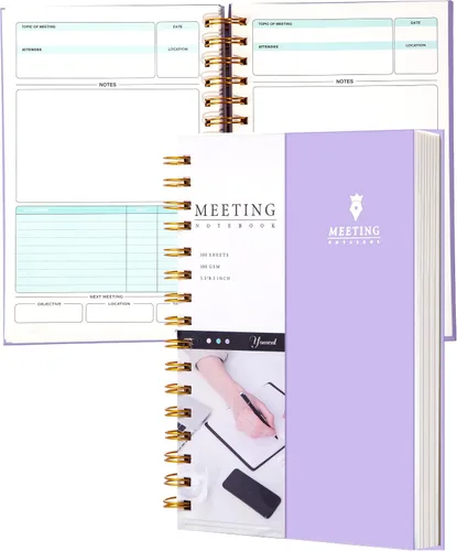 Vista 11 de Cuaderno de Reuniones para Trabajo con Elementos de Acción 5.5×8.5 Tapa Dura Espiral Planificador de Reuniones para Oficina Negocios Notas