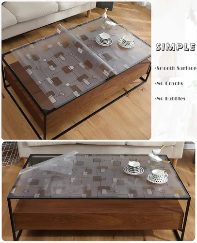 Vista 3 de Protector de mesa de plástico de 1,5 mm de grosor, 32 x 63 pulgadas, protector de mesa transparente, alfombrilla de escritorio