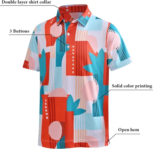 Vista 5 de DEOLAX Camisa de golf para hombre que absorbe la humedad, secado rápido, manga corta, polo para hombre