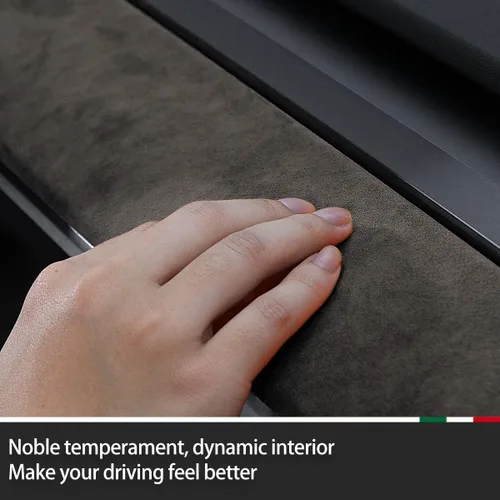 Vista 3 de Adhesivo interior negro para tablero de instrumentos, cubierta de panel de consola central, accesorios de decoración de moldeo para Alcantara Tesla