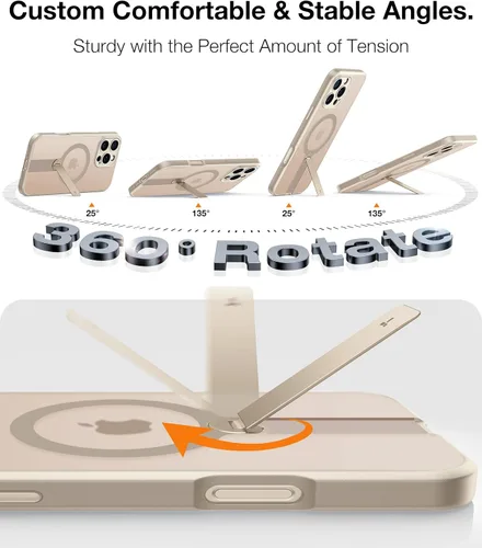 Vista 2 de TORRAS Desert Titanium 360° Soporte giratorio con bloqueo magnético y a prueba de golpes para el iPhone 16 Pro con protección completa de la cámara